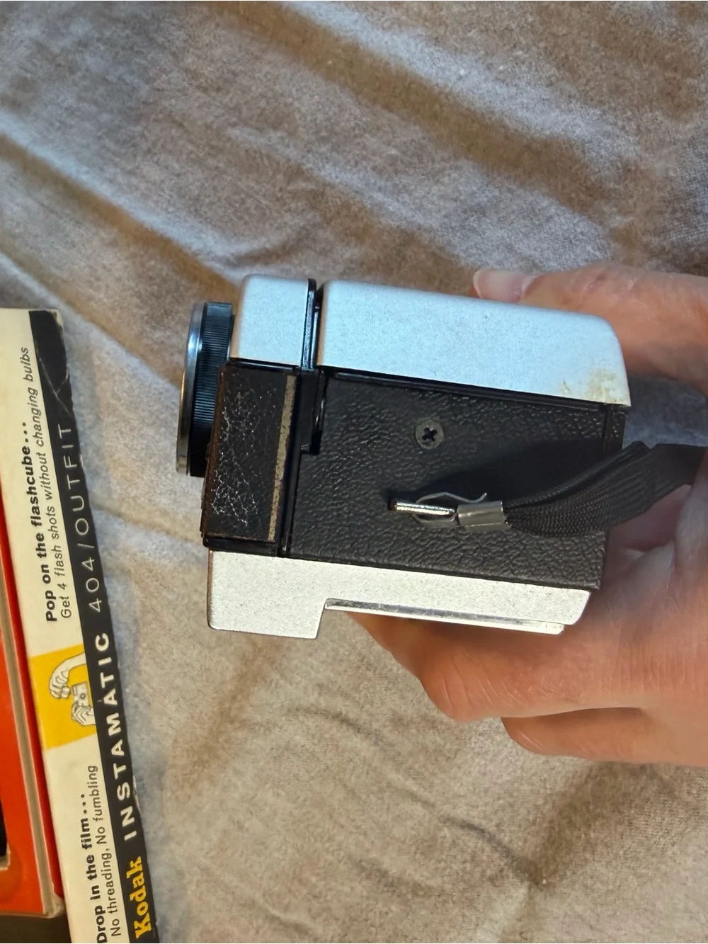 Kodak Instamatic 404 Camera in Silver and Black with Yellow Box